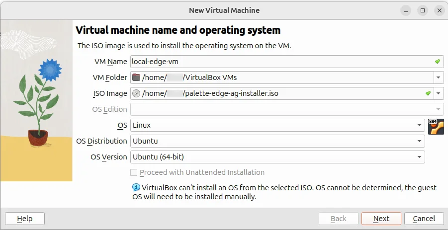 A screenshot of the VirtualBox VM configuration.